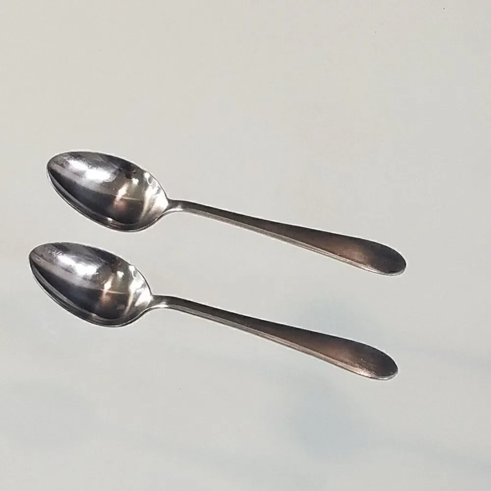 2 Demitasse Spoons Vintage Stainless Steel Lucky Japan